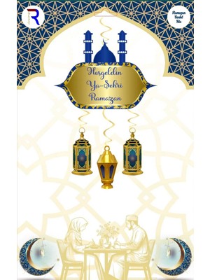 Mavi Ramazan Tavan Sarkıt Süs Seti, 4 Parçalı Dekoratif Ürün