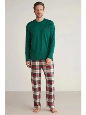Nautıca M630 Erkek Uzun Kollu Ekoseli Pijama Takımı
