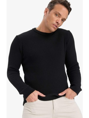 DeFacto Standart Fit Bisiklet Yaka Basic Dokulu Triko Kazak E0811AX25WN