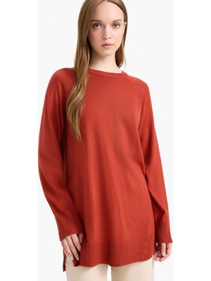 DeFacto Regular Fit Bisiklet Yaka Basic Düz Triko Kazak Tunik C4474AX25WN