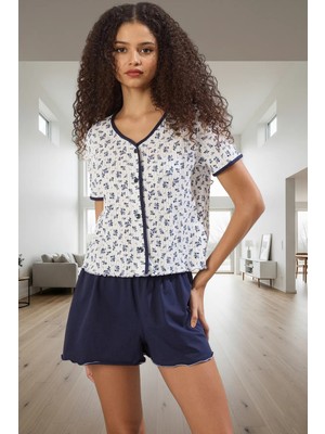 Pamuklu Çiçekli Pijama Takımı Rahat Örme Kumaş Yazlık ve Şık