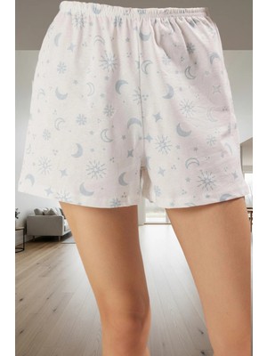 Homewear Koleksiyonu Rahat Nefes Alan %100 Pamuklu Galaksi Desenli Kadın Pijama Takımı
