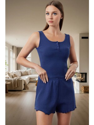 Yazlık Rahat Pijama Takımı Melanj Örme Atlet ve Şort Kullanım Mükemmel Uyum Özel Tasarım