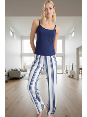 Pamuklu Pijama Takımı Çizgili Boru Paça Regular Kalıp Trend Tasarım Profesyonel Görünüm