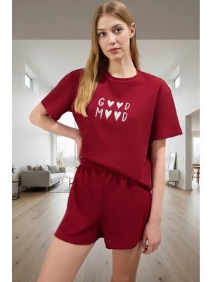 Nefes Alan Pijama Takımı Pamuklu Waffle Kumaş Good Mood Tasarımı Modern Stil