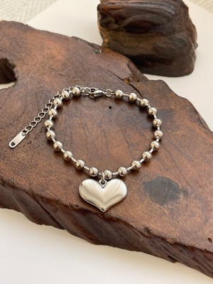 316 L Altın Model Bombeli Kalp Bileklik Toplu Çelik Bileklik Kalpli Bileklik