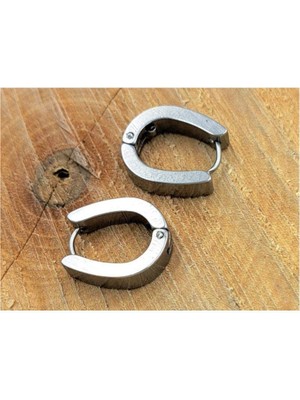 Çelik Gümüş Renk Düz Çift Unisex Küpe