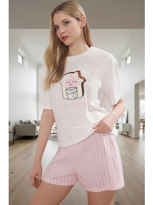 Kadın Yazlık Kısa Kollu Pamuklu Pijama Takımı Homewear Koleksiyonu Rahat ve Şık