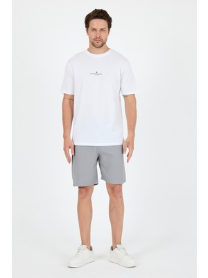 Outlaw Apparel Baskılı %100 Pamuk Kısa Kol Rahat Kalıp Bisiklet Yaka Erkek T-Shirt 0970