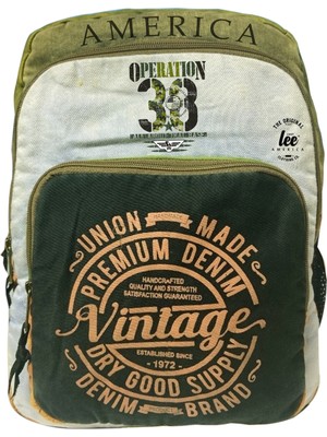 Centlee America Sırt Çantası Vintage Salaş Model Canva Kumaş Dizayn Günlük Gezi Okul Çantası Sırt Çantası 30CMX40CM