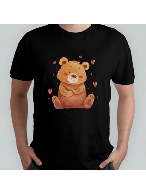 Pixxa Sevimli Ayı - Bear Unisex %100 Pamuklu Bisiklet Yaka T-Shirt Model 2