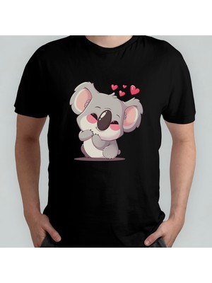 Pixxa Sevimli Koala Unisex %100 Pamuklu Bisiklet Yaka T-Shirt Model 3