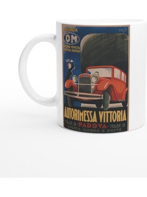 Italyan Reklam Posteri Retro Araba Baskılı Kupa Bardak