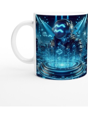 Kova Burcu Baskılı Kahve Kupası - Zodyak Maskeli Balo Vs2