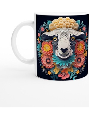 Çiçekli Neşeli Koyun Kupa Bardak