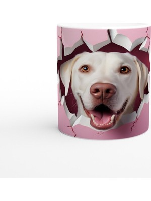 Kırık Duvarın Ardından Bakan Sarı Labrador Temalı Baskılı Kupa Bardak