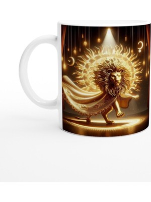 Aslan Burcu Baskılı Kahve Kupası - Zodyak Maskeli Balo Vs2