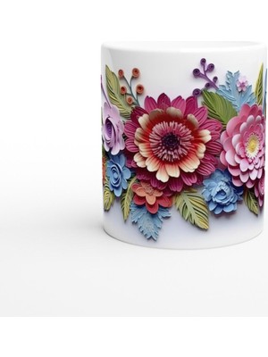 Renkli Kağıt Çiçekler Kupa Bardak