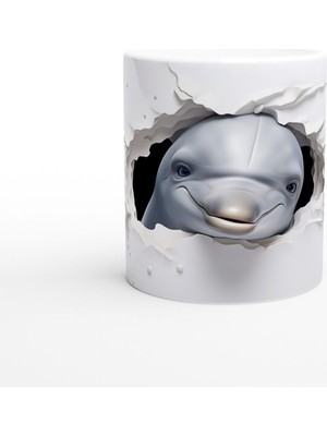 Buz Mavisi Çiçekler ve Sevimli Yunus Su Altı Temalı Kupa Bardak