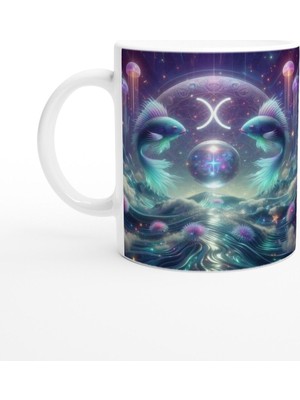 Balık Burcu Baskılı Kahve Kupası - Astral Denizaltı Dünyası Vs4