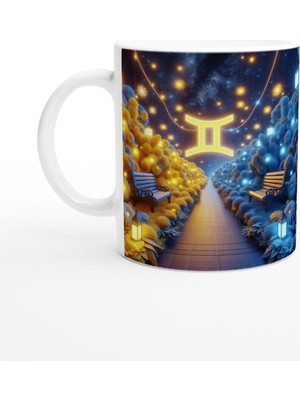 Ikizler Burcu Baskılı Kahve Kupası - Ay Işığında Zodyak Bahçesi Vs2