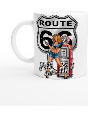 Route 66 Retro Benzinci Kız Kupa