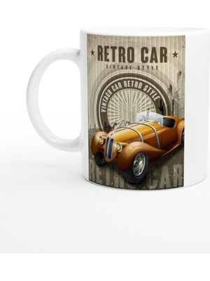 Retro Araba Işıltılı Vintage Tarz Kupa Bardak