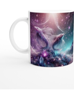 Balık Burcu Baskılı Kahve Kupası - Büyülü Kristal Mağarası Temalı Vs2