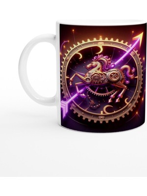 Yay Burcu Baskılı Kahve Kupası - Zamanın Çarkları Astroloji Mekanizması Vs2