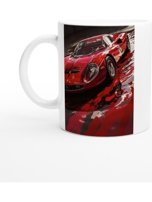 Kırmızı Retro Spor Araba Baskılı Kupa Bardak