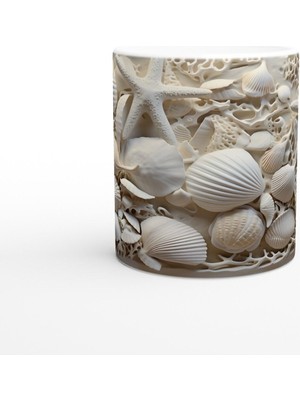 Deniz Yıldızları ve Kabuklarla Bezeli Su Altı Temalı Kupa Bardak