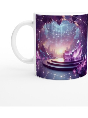 Yay Burcu Baskılı Kahve Kupası - Büyülü Kristal Mağarası Temalı Vs4