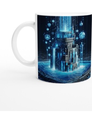 Kova Burcu Baskılı Kahve Kupası - Burçlar Krallığı Şatosu Vs1