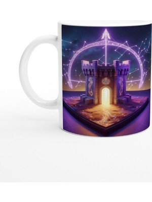 Yay Burcu Baskılı Kahve Kupası - Burçlar Krallığı Şatosu Vs4