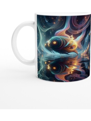 Balık Burcu Baskılı Kahve Kupası - Zodyak Maskeli Balo Vs3