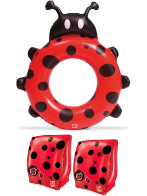 2-6 Yaş Uğur Böceği Yüzme Kolluk ve Can Simidi Şişme Kolluk ve Simit Set