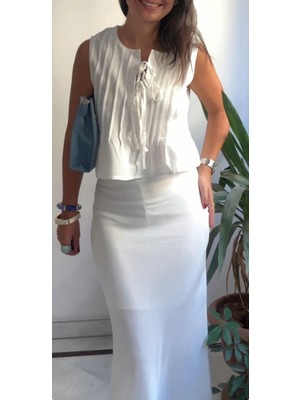 Lasorella Butik Kadın Beyaz Keten Takım