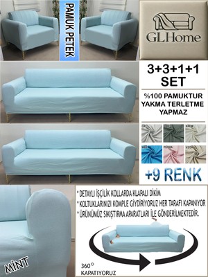 %100 Pamuk Petek Kumaş  3+3+1+1 Komple Giydirme Kanepe&çekyat, Bohem, Porto, Vb. Model Koltuk Kılıfı