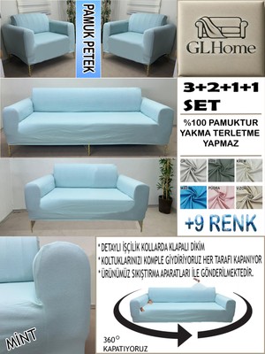 %100 Pamuk Petek Kumaş 3+2+1+1 Komple Giydirme Kanepe&çekyat, Bohem, Porto, Vb. Model Koltuk Kılıfı