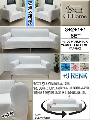 %100 Pamuk Petek Kumaş 3+2+1+1 Komple Giydirme Kanepe&çekyat, Bohem, Porto, Vb. Model Koltuk Kılıfı