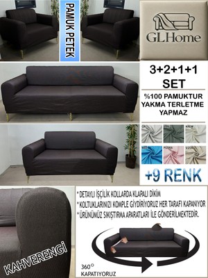 %100 Pamuk Petek Kumaş 3+2+1+1 Komple Giydirme Kanepe&çekyat, Bohem, Porto, Vb. Model Koltuk Kılıfı