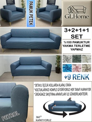 %100 Pamuk Petek Kumaş 3+2+1+1 Komple Giydirme Kanepe&çekyat, Bohem, Porto, Vb. Model Koltuk Kılıfı