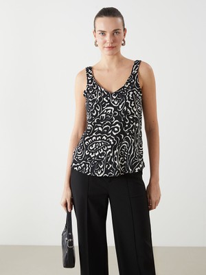 Lc Waikiki Yeni Sezon V Yaka Desenli Kadin Bluz - S5JU46Z8