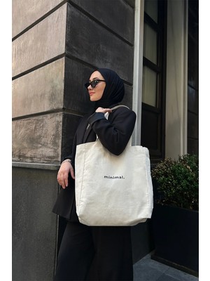 Kanvas Bez Çanta - Minimal. (Çıtçıt - Iç Cep - %100 Pamuk)