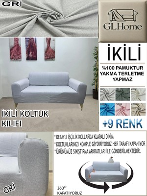%100 Pamuk Petek Kumaş Çift Kişilik Komple Giydirme 2'li Kanepe, Bohem,porto, Vb Model Koltuk Kılıfı