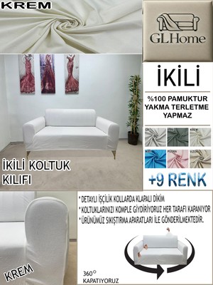 %100 Pamuk Petek Kumaş Çift Kişilik Komple Giydirme 2'li Kanepe, Bohem,porto, Vb Model Koltuk Kılıfı