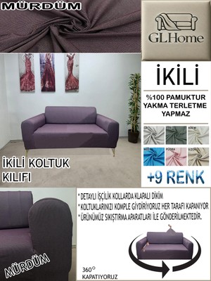 %100 Pamuk Petek Kumaş Çift Kişilik Komple Giydirme 2'li Kanepe, Bohem,porto, Vb Model Koltuk Kılıfı