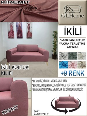 %100 Pamuk Petek Kumaş Çift Kişilik Komple Giydirme 2'li Kanepe, Bohem,porto, Vb Model Koltuk Kılıfı