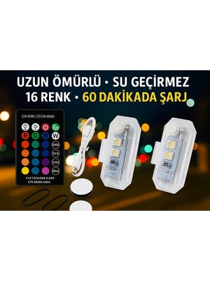 Gmd Drone Çakarlı Lamba 7 Renk Harekete Duyarlı Kumandalı 4 Adet