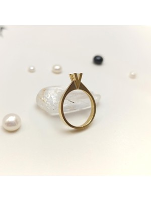 0.19CT I Color Pırlanta Tek Taş Yüzük 14 Ayar Altın Hd Videolu